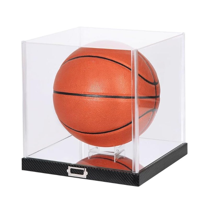 J JACKCUBE DESIGN JackCubeDesign Basketball Display Case with Carbon Fiber Style Base - Premium Acrylic Sports Ball Holder for Memorabilia (Black, 10.9 x 10.9 x 11.3 inches) â€“ MK342A - Image 1